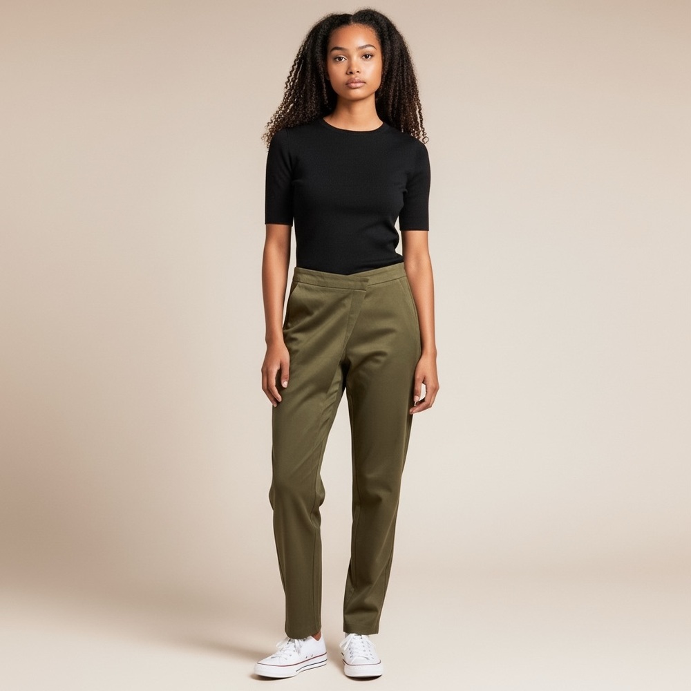 BCBG Olive Faux-Wrap Tapered-Leg Trousers — Tailored Everyday Style